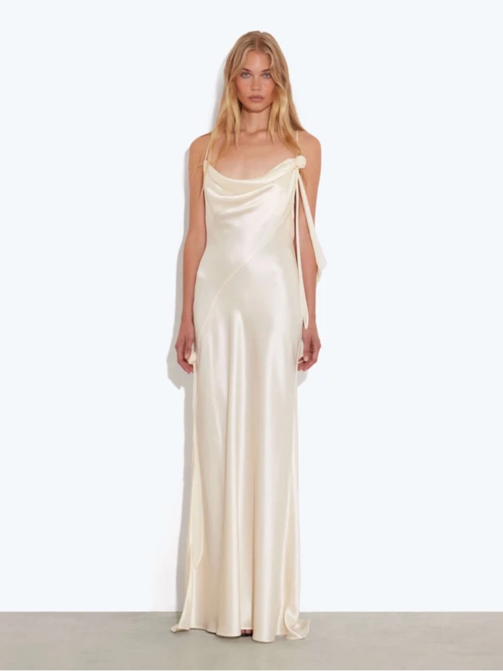 Rat & Boa Ivory Satin Cowl Maxi Dress